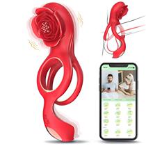 New Couple Resonance Rose Lock Semen Ring Clamp Vibrator Adult Sex Toys Foreign Trade Direct Sales