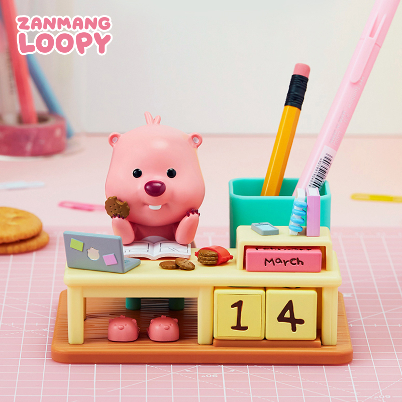 [Imported from Korea] Loopy Ruby Calendar Desktop Ornament Figurine Desk Calendar Decoration Perpetual Calendar Birthday Gift