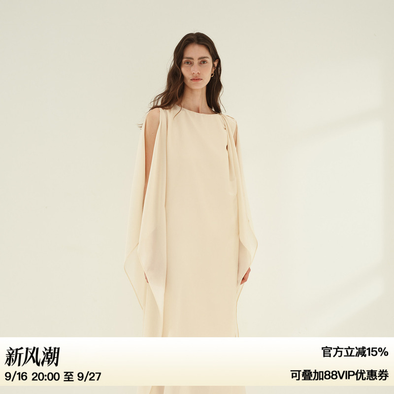 Ruthese Elegant Silk Acetate Dress for Women, Autumn Style, Asymmetrical Shawl, High-End Long Dress Ruthese Elegant Silk Acetate Dress for Women, Autumn Style, Asymmetrical Shawl, High-End Long Dress