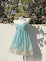 Summer vacation style three-piece set for beach outing, small fresh chiffon suspender skirt, slimming atmosphere suit for small people