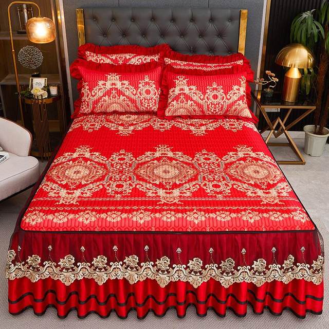 Natural latex mat three-piece set bed skirt style removable ice silk bean dot mat marine silk sheet bed cover summer mat
