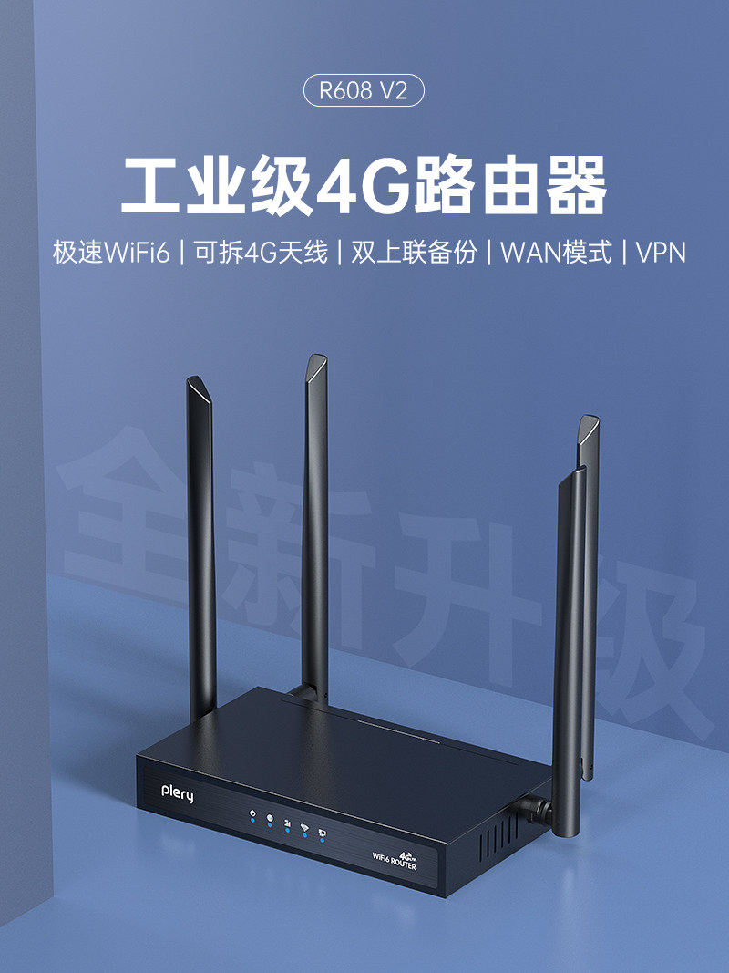Plery R608V2 Upgraded Version 4g Plug-In Card Wireless Router Cpe Dual-Link Backup with Wan Port Wifi6 Through-Wall Coverage for China Unicom, China Telecom, China Mobile, China Broadcasting and Television, All-Network Sim Card to Wifi
