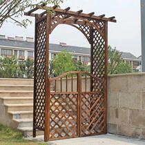 Outdoor courtyard decoration antiseptic wood garden door carbonized grape rack semicircular grid flower rack arched climbing vine manufacturer
