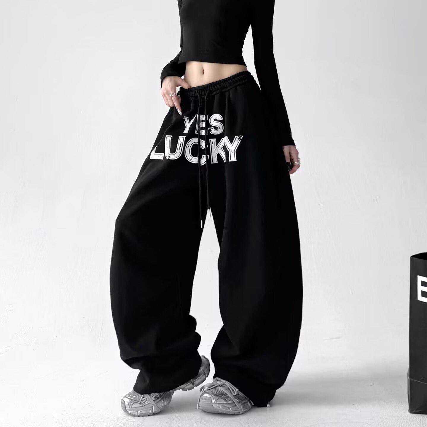 アメリカンストリートヒップホップジャズダンスストリートダンススポーツスウェットパンツレディース秋新作トレンドレタープリントカジュアルロングパンツ