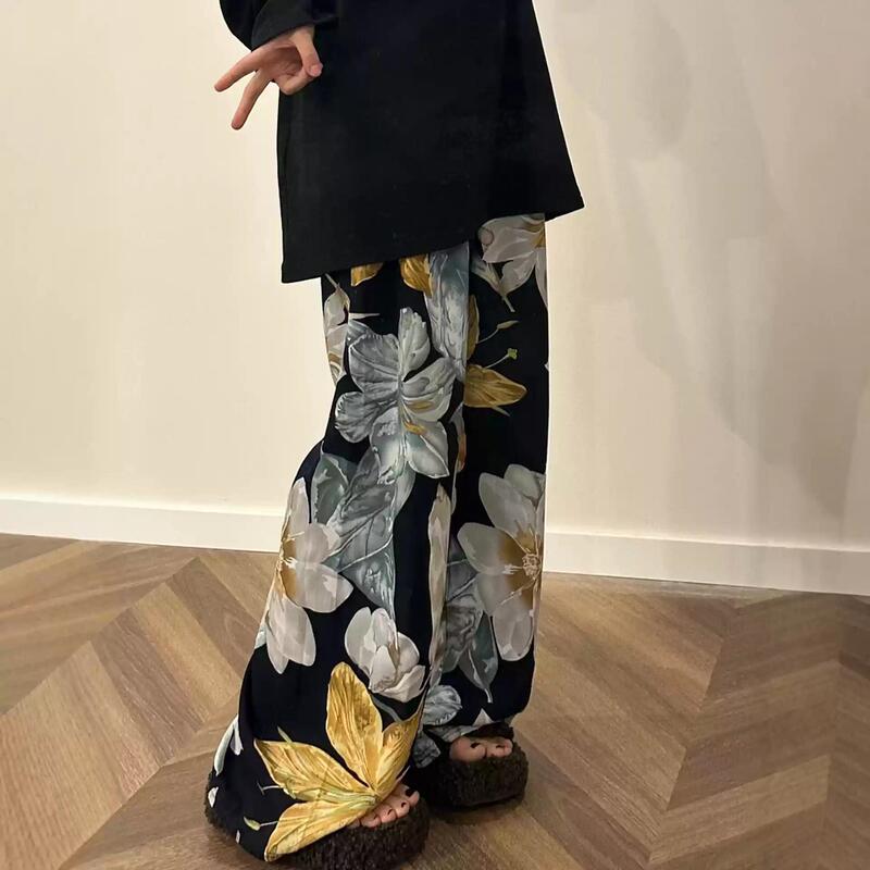 Hong Kong Style High Street Retro Floral Print Long Pants for Women, Summer 2025 New Loose Versatile Casual Sports Pants Hong Kong Style High Street Retro Floral Print Long Pants for Women, Summer 2025 New Loose Versatile Casual Sports Pants