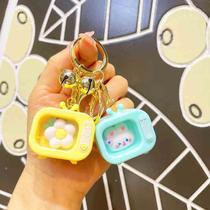 Cartoon luminous small TV gift keychain small bag doll accessories couple jewelry key chain pendant