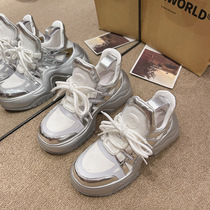 Silver Internet celebrity hot style versatile lightweight thick-soled white shoes for women 2024 new summer Hong Kong style low-top canvas sneakers