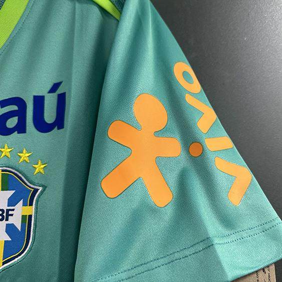 2024 Brazil national team training uniform short-sleeved lake green men's quick-drying team football uniform pre-match training jersey