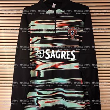 2025 Portugal National Team Training Uniform Long-Sleeve Half-Zip Thumb-Hole Pre-Match Football Uniform Training Kit Team Cristiano Ronaldo