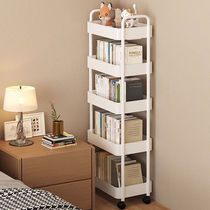 Mobile storage rack bookshelf trolley floor-standing movable household simple snack storage rack reading bookcase with wheels