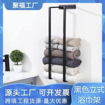 No punching stainless steel bath towel storage rack bathroom bathroom towel storage rack wall hanging double rod storage rack