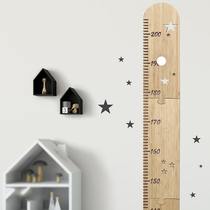 INS Nordic spliced ​​wooden board height ruler childrens room decoration wooden star baby growth wall scale hanging ruler