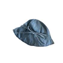 Korean version thin denim fisherman hat for women Korea Dongdaemun retro literary bow sunshade hat summer