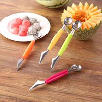 Double-head stainless steel fruit scooping spoon corrugated carving knife watermelon fruit platter scooping scoop multi-function