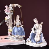 European ceramic handicrafts modern home decorations palace cello Western womens living room TV cabinet decorations