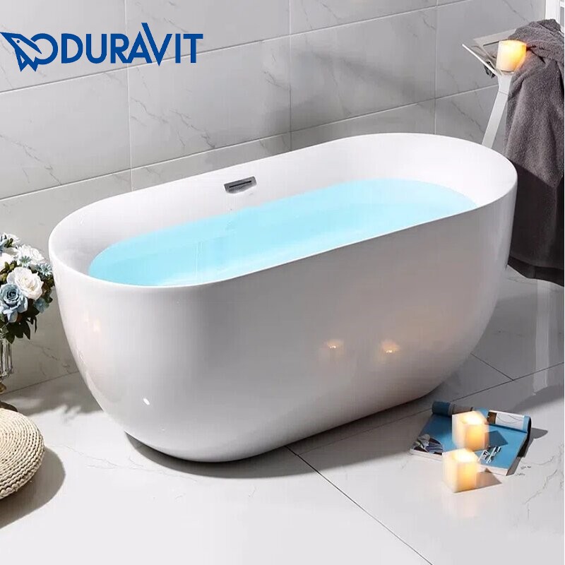 Durovit Bathtub for Home Use, Adult Freestanding Seamless Integrated Insulation, Small Apartment Acrylic Bathtub for Hotels and Guesthouses