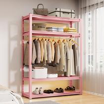 Shelf wardrobe open hanger simple assembly apartment rental dormitory wardrobe storage multi-layer storage rack