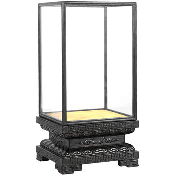 Black sandalwood glass cover buddha statue vajra throne cage heightening antique jade transparent dust-proof display cover can be customized