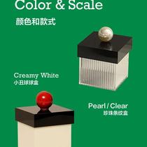Red ball ball and pearl cotton swab box acrylic storage box striped transparent dental floss match box