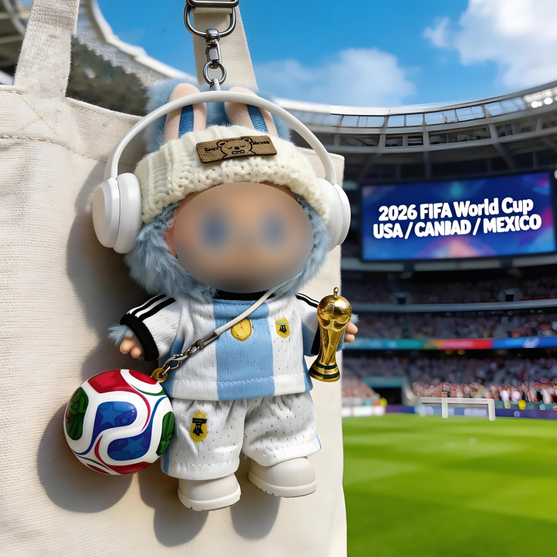 Football World Cup Argentina Vinyl Doll Plush Outfit Set Birthday Valentine's Day Gift Bag Pendant