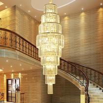 Duplex building large chandelier villa light luxury lighting staircase overhead jump floor hollow luxury building mid-floor crystal living room lamp