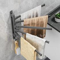 Gun gray towel rack punch-free bathroom rotating towel bar bathroom storage rack wall-mounted double-rod storage artifact*