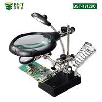 Desktop welding magnifying glass MG16129-C stand clock and mobile phone repair tool table with LED clip magnifying glass