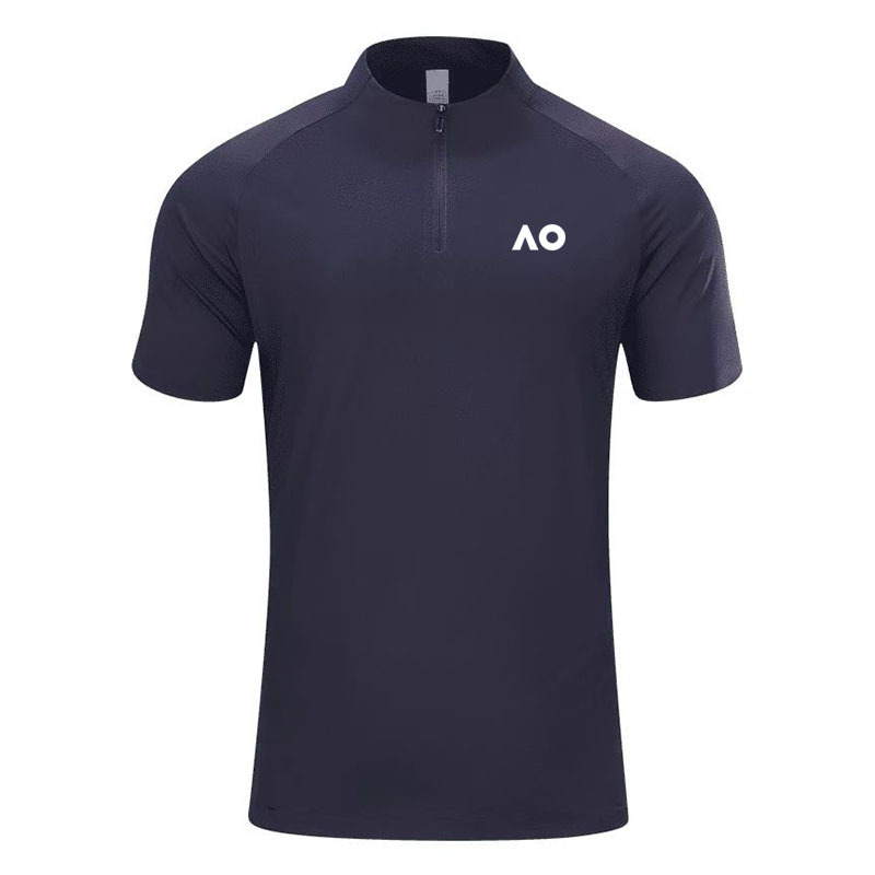 2026 New Australian Open Professional Tennis Clothing Men's Quick-Drying Casual Breathable T-Shirt Sports Short-Sleeved Half-Zip Training Clothing