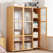 Wardrobe bedroom home solid wood dustproof curtain childrens simple small apartment rental house with strong and durable storage