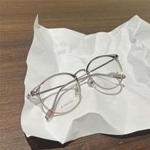 110T 2024 new retro glasses frame mens flat half titanium full frame literary and artistic simple trend myopia glasses