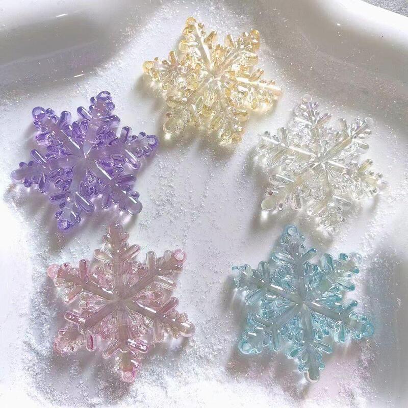 45mm Acrylic Transparent Iridescent Snowflake Pendant DIY Handmade Car Hanging Ornament Accessories Materials Christmas Decoration