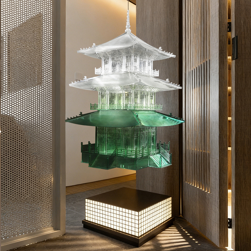 New Chinese-Style Transparent Acrylic House Loft Pavilion Ancient Building Simulation Model Art Sculpture Decoration Ornament