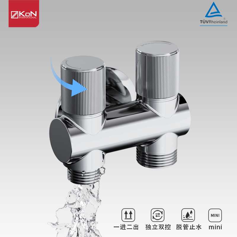 Kon Washing Machine Faucet Water Inlet Splitter, All-Copper Thickened Three-Way Angle Valve, One Inlet Two Outlets, Dual Water Outlet Kon Washing Machine Faucet Water Inlet Splitter, All-Copper Thickened Three-Way Angle Valve, One Inlet Two Outlets, Dual Water Outlet