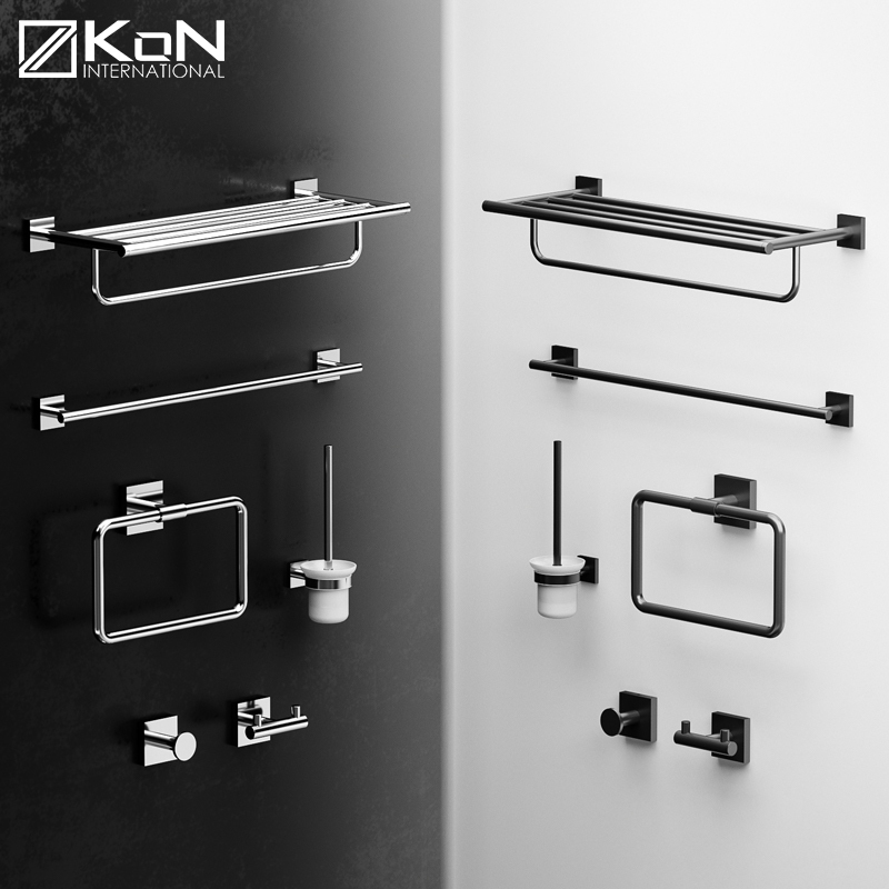Kon Kejing Bathroom Hardware Pendant Brass Punch-Free Bath Towel Towel Rack Pendant Toilet Brush Clothes Hook Handrail