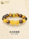 Chinese Gold Tiger Eye Bracelet for Men, Pure Gold Pixiu Bracelet with Transfer Beads, Birthday Gift for Boyfriend