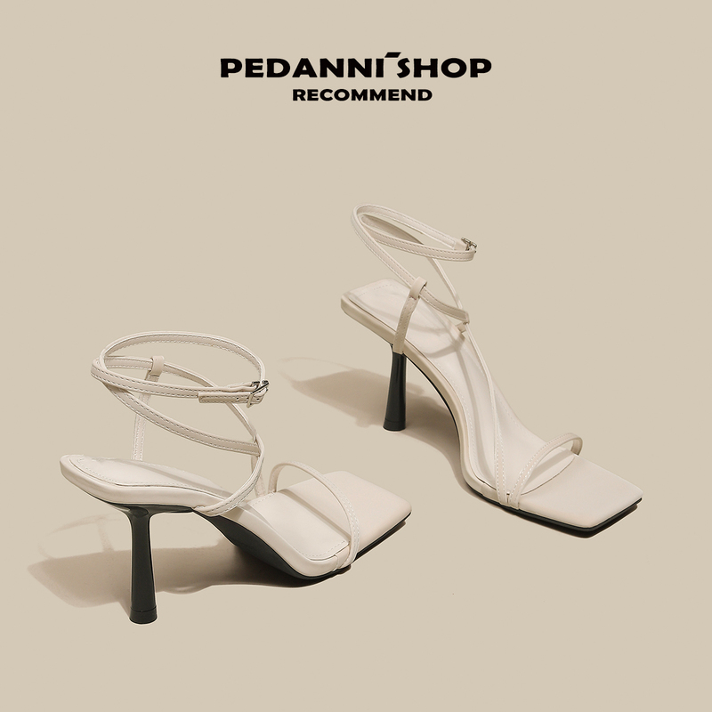 Peidanni French-Style Open-Toe Strappy Sandals for Women with Thin Heels, 2026 Sexy White Stunning High Heels for Women