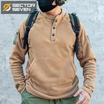 Zone 7 Henry Collar Tactical Sweatshirt Mens Spring and Autumn Outdoor Fleece Polar Fleece Stand Collar Jacket Casual Warm Sweatshirt