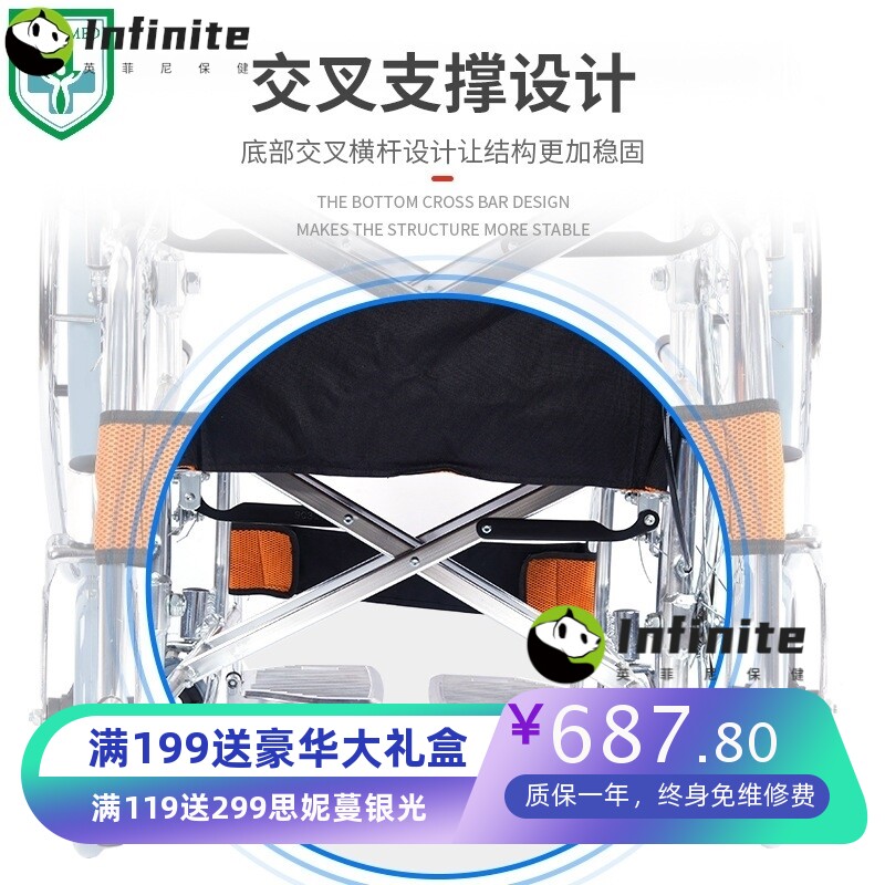 铝合金轮椅折叠轻便小型老人老年代步车手动手推车便携式旅行
