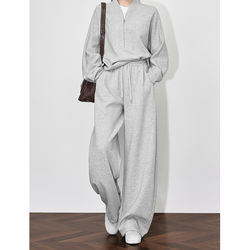 Tall Girl Floral Gray Casual Sports Sweatpants for Women Spring Elastic Waist Extra Long Loose Wide-Leg Scimitar Pants Set