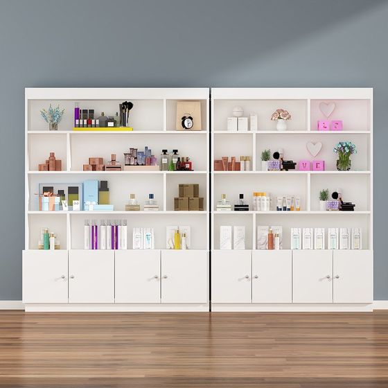 护肤品展示柜美甲柜子落地多功能彩妆小货架化妆品柜美容院产品柜