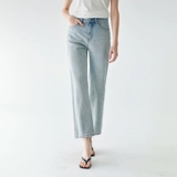 Синие штаны, осенние джинсы для отдыха, свободный прямой крой