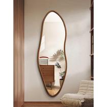 Antique antique mirror special-shaped solid wood full-body ancient dressing mirror wall hanging home cloakroom mirror entrance ins decorative mirror