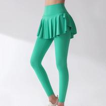 High-waisted yoga pants butt-lifting womens running sports tights fake two-piece high-elastic nude peach butt fitness pants