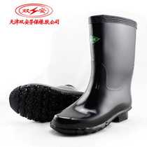 Tianjin Shuangan acid and alkali resistant water boots rubber thickened long-tube chemical-proof boots chemical labor protection medium-tube rain boots