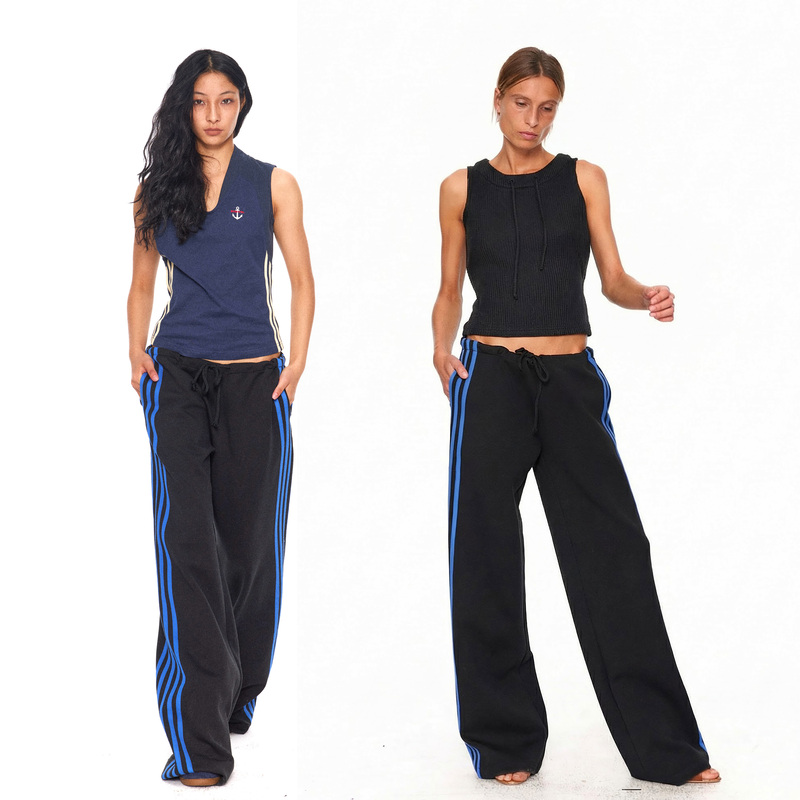Nydkyel Loose Drawstring Casual Sweatpants with Multiple Contrasting Color Ribbons and No Waistband Decoration Nydkyel Loose Drawstring Casual Sweatpants with Multiple Contrasting Color Ribbons and No Waistband Decoration