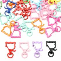 2 macaron-colored metal painted kitten keychains diy jewelry accessories mobile phone chain pendant opening spring buckle