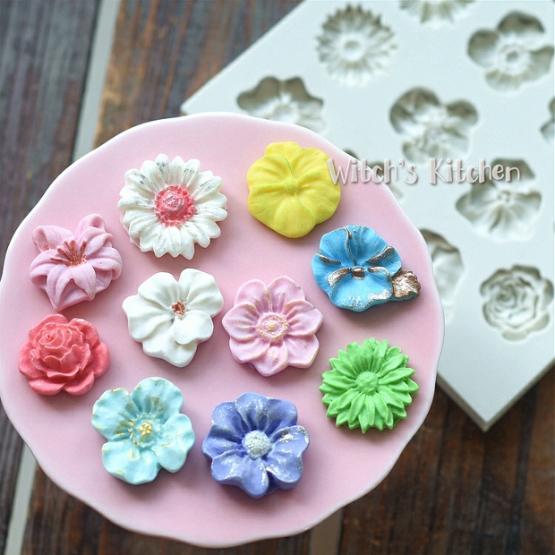 DIY Silicone Fondant Sôcôla Handmade Xà phòng Đất sét Mùi hương Khuôn hoa dễ thương khuôn bánh trung thu