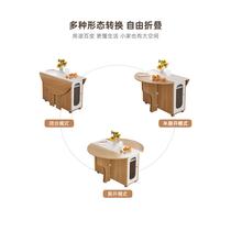 Nordic small apartment household round dining table simple multi-functional mobile storage folding table and chair combination