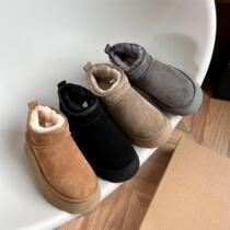 mini autumn and winter new thick-soled snow boots fur integrated warm snow boots platform sole wool cotton boots thickened