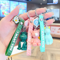 Cartoon three-dimensional keychain geometric animal small dinosaur pendant car keychain couple bag pendant small gift